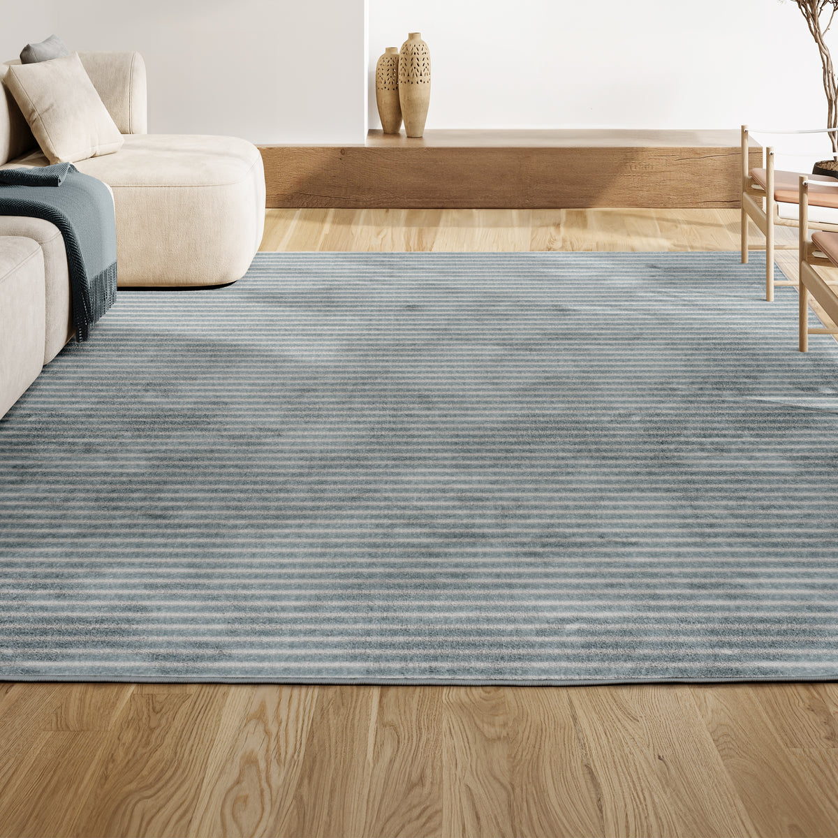 Fedir Minimalist Scandi Striped Indoor/Outdoor Area Rug