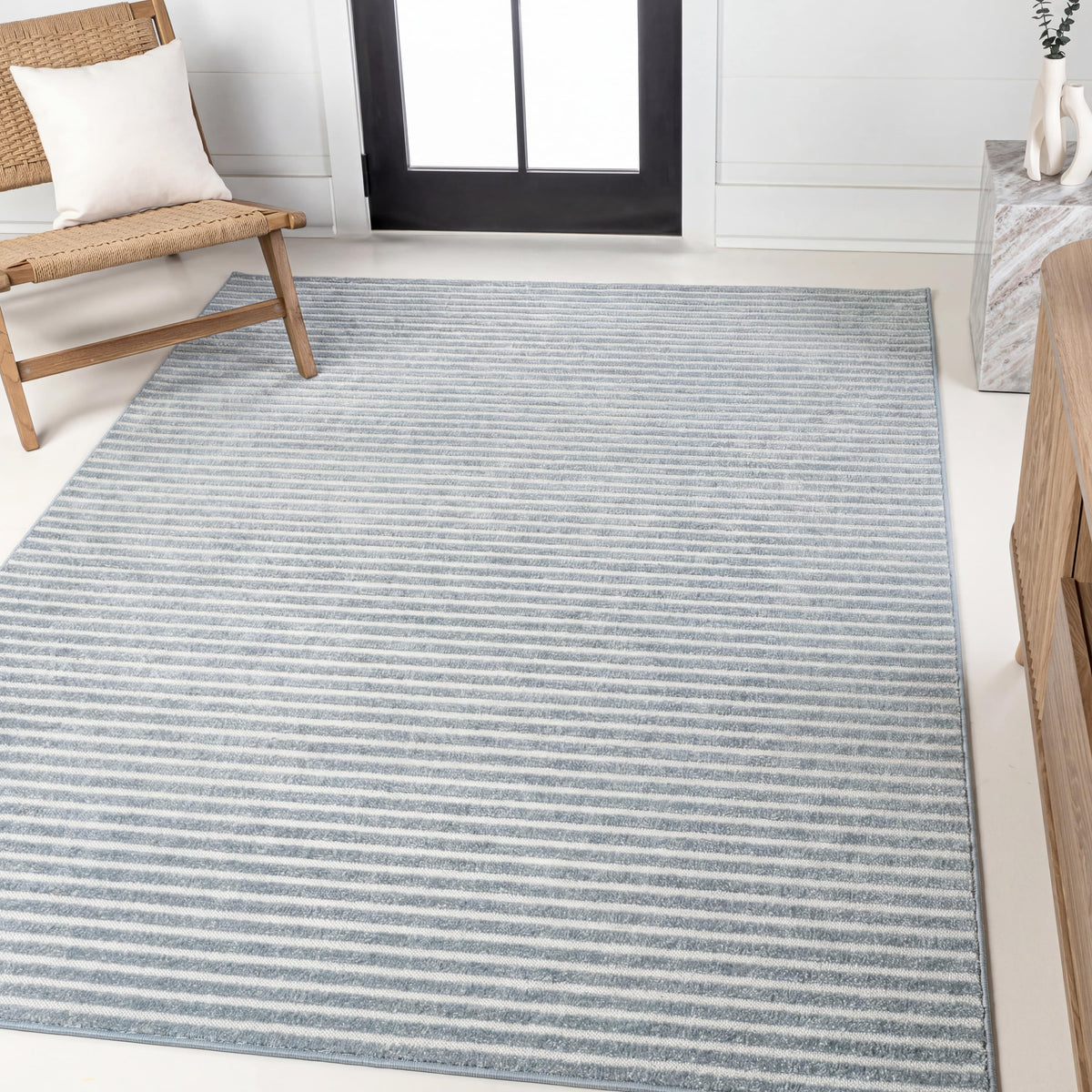 Fedir Minimalist Scandi Striped Indoor/Outdoor Area Rug