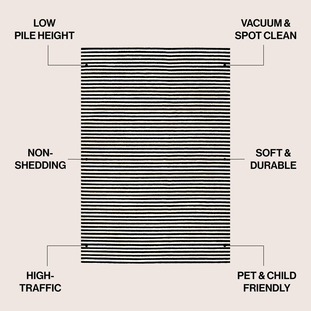 Fedir Minimalist Scandi Striped Indoor/Outdoor Area Rug