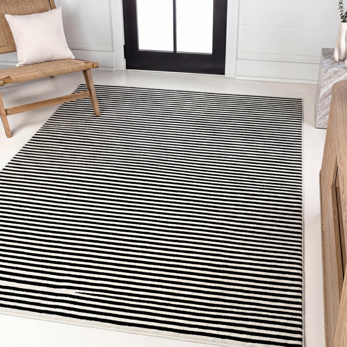 Fedir Minimalist Scandi Striped Indoor/Outdoor Area Rug
