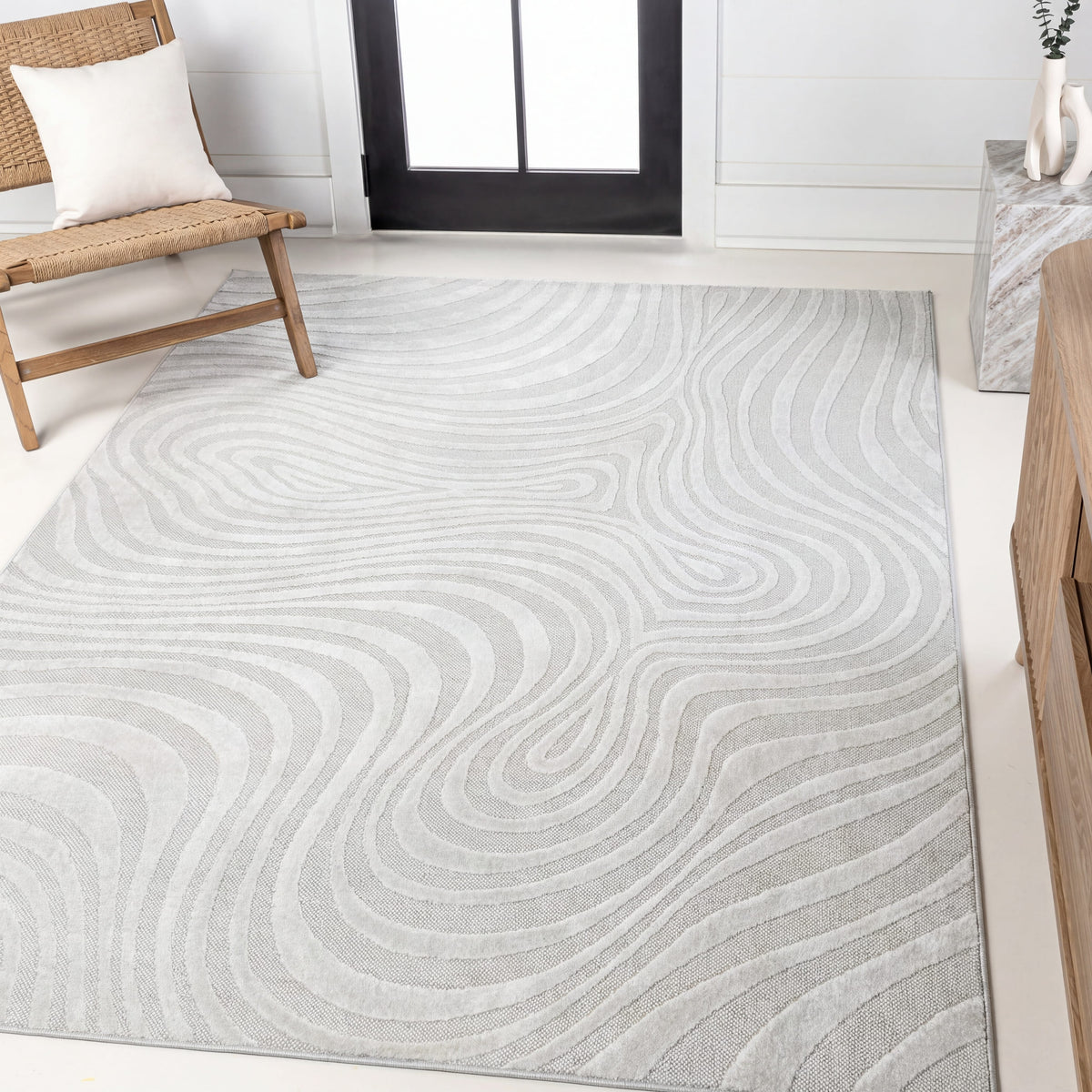 Teodor Abstract Groovy Striped Indoor/Outdoor Rug