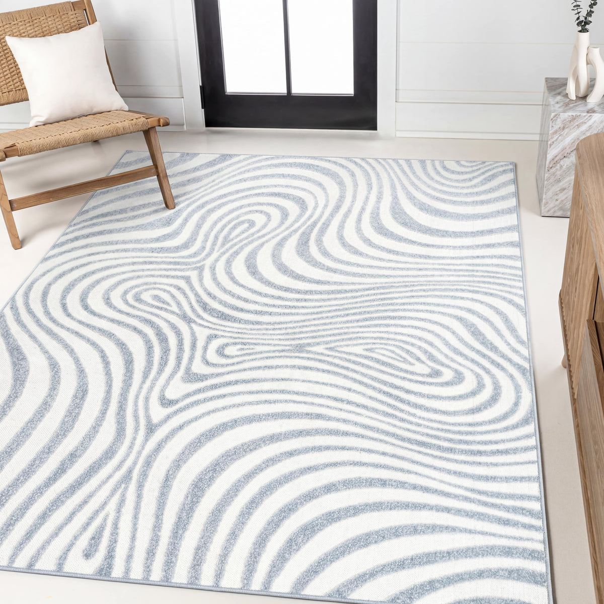 Teodor Abstract Groovy Striped Indoor/Outdoor Rug