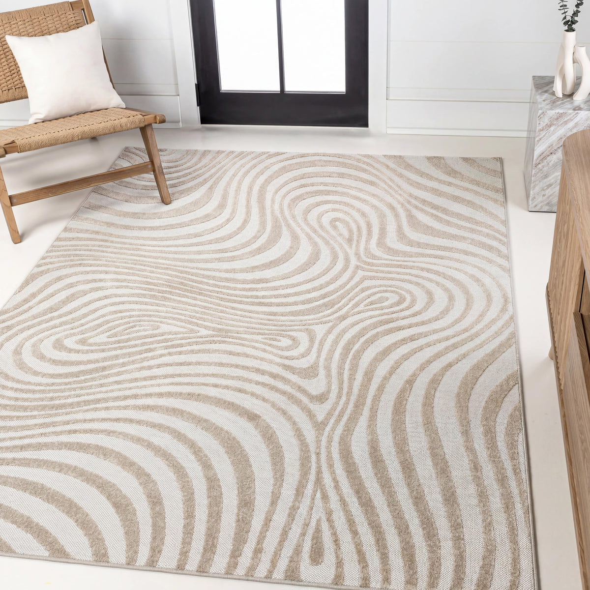 Teodor Abstract Groovy Striped Indoor/Outdoor Rug