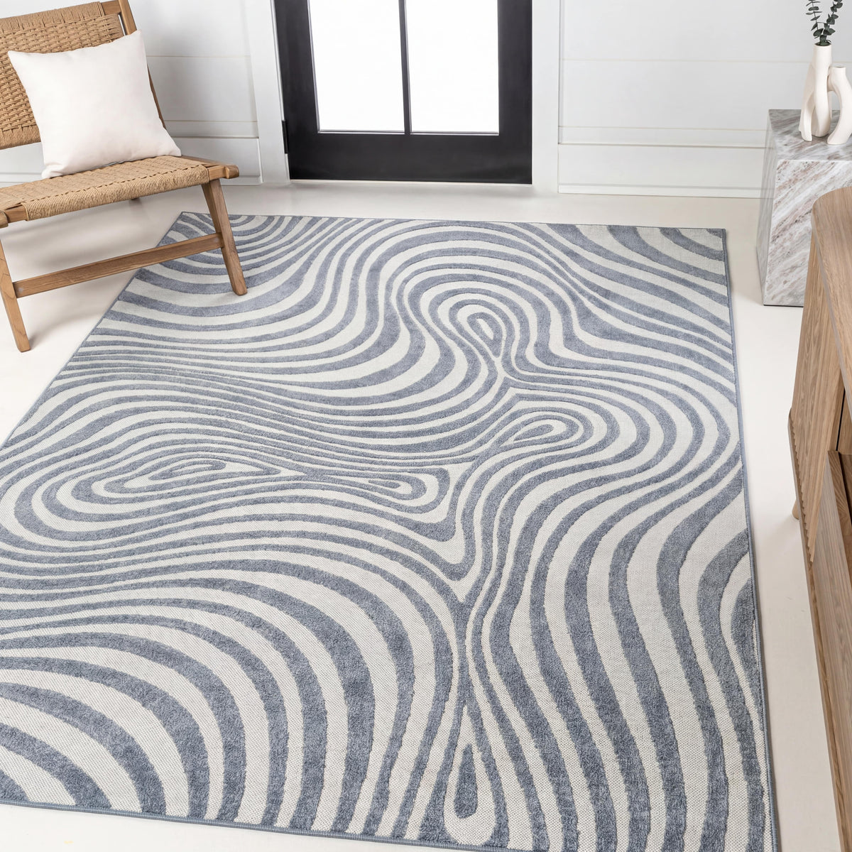 Teodor Abstract Groovy Striped Indoor/Outdoor Rug