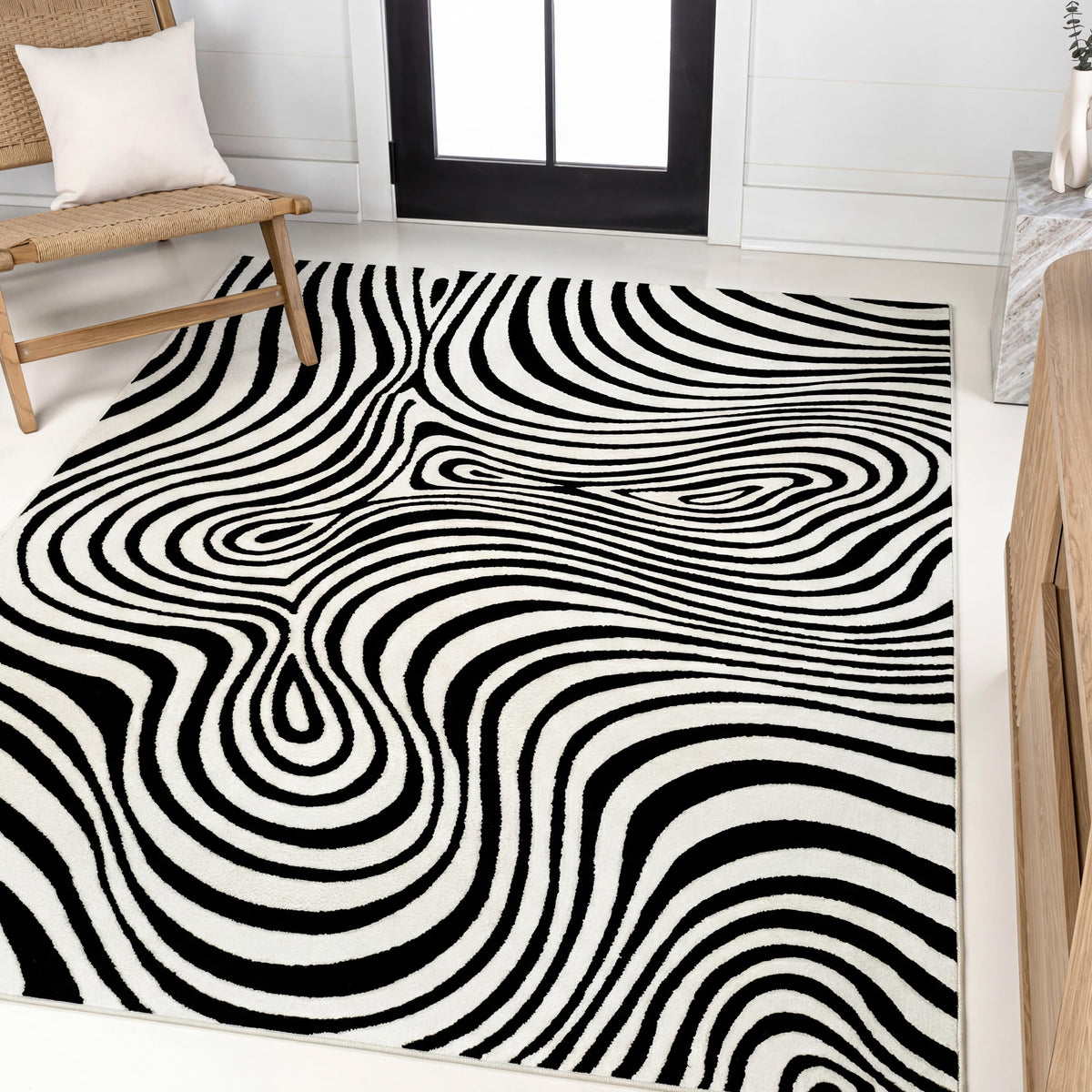 Teodor Abstract Groovy Striped Indoor/Outdoor Rug