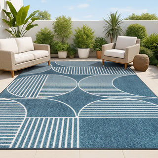 Haughton Geometric Arch Scandi Striped Indoor/Outdoor Rug