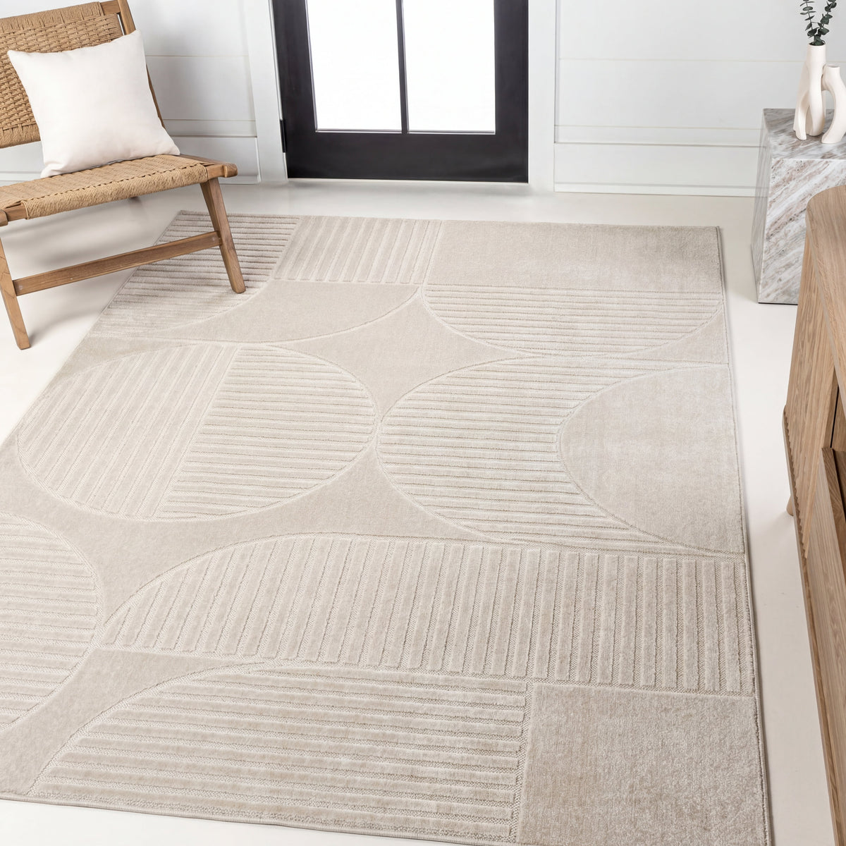 Haughton Geometric Arch Scandi Striped Indoor/Outdoor Rug