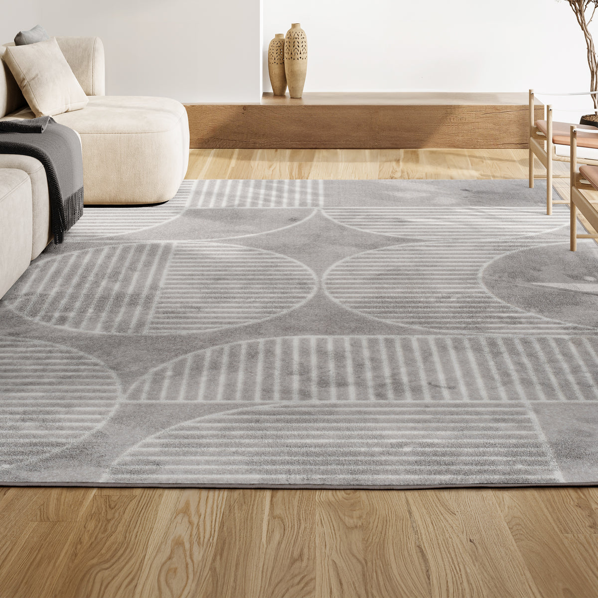 Haughton Geometric Arch Scandi Striped Indoor/Outdoor Rug