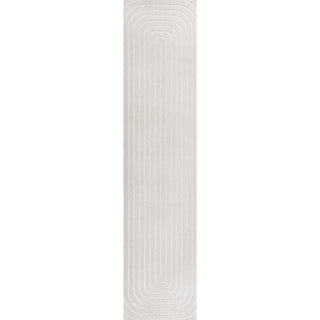 Baya High-Low Modern Scandinavian Arch Stripe Monotone Indoor/Outdoor Area Rug