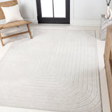 Baya High-Low Modern Scandinavian Arch Stripe Monotone Indoor/Outdoor Area Rug