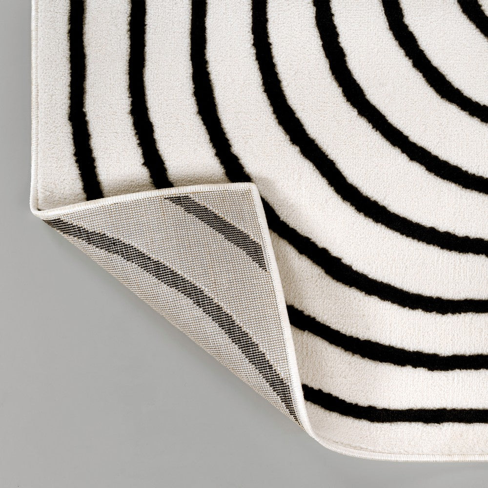 Baya High-Low Modern Scandinavian Arch Stripe Monotone Indoor/Outdoor Area Rug