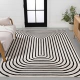 Baya High-Low Modern Scandinavian Arch Stripe Monotone Indoor/Outdoor Area Rug