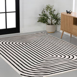 Baya High-Low Modern Scandinavian Arch Stripe Monotone Indoor/Outdoor Area Rug