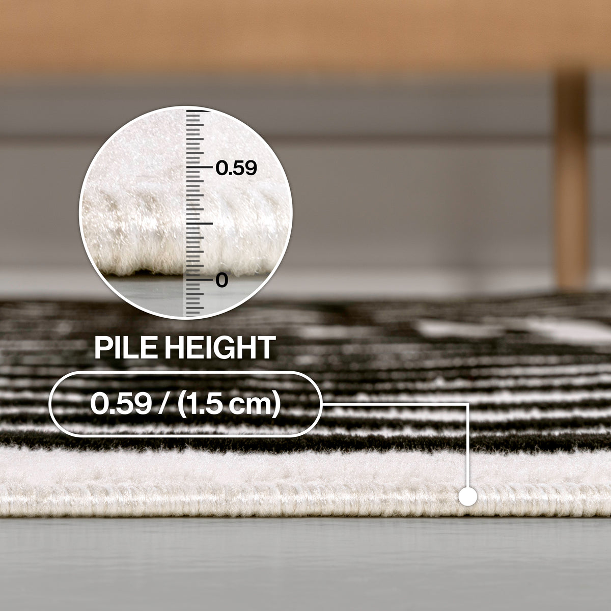 Baya High-Low Modern Scandinavian Arch Stripe Monotone Indoor/Outdoor Area Rug