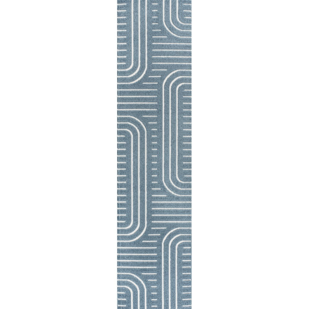 Verde High-Low MidCentury Modern Arch Stripe Two-Tone Indoor/Outdoor Area Rug