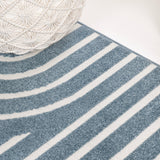 Verde High-Low MidCentury Modern Arch Stripe Two-Tone Indoor/Outdoor Area Rug