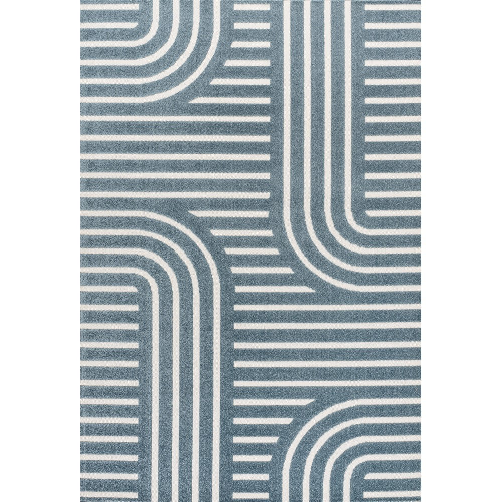 Verde High-Low MidCentury Modern Arch Stripe Two-Tone Indoor/Outdoor Area Rug