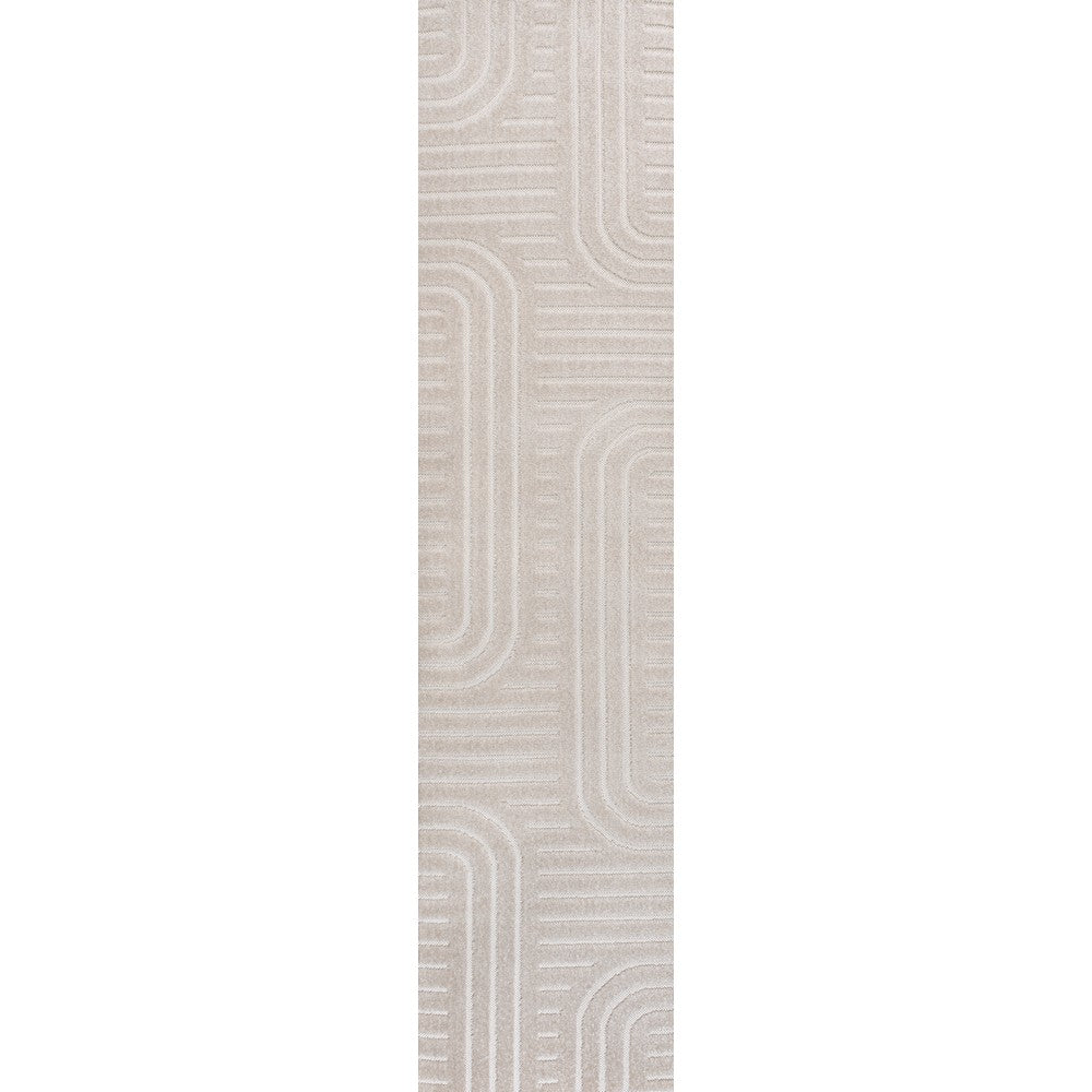 Verde High-Low MidCentury Modern Arch Stripe Two-Tone Indoor/Outdoor Area Rug