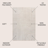 Verde High-Low MidCentury Modern Arch Stripe Two-Tone Indoor/Outdoor Area Rug