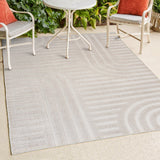 Verde High-Low MidCentury Modern Arch Stripe Two-Tone Indoor/Outdoor Area Rug