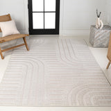 Verde High-Low MidCentury Modern Arch Stripe Two-Tone Indoor/Outdoor Area Rug