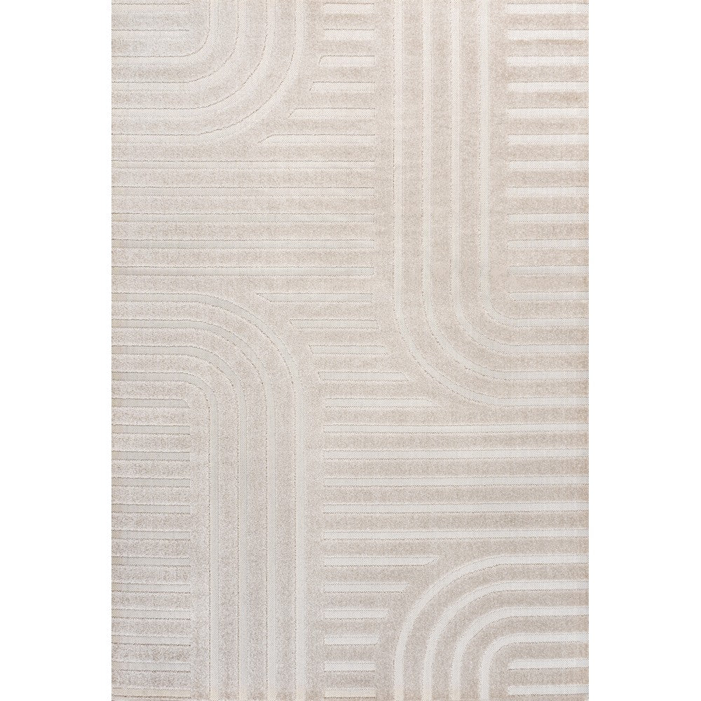 Verde High-Low MidCentury Modern Arch Stripe Two-Tone Indoor/Outdoor Area Rug