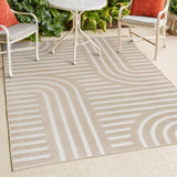 Verde High-Low MidCentury Modern Arch Stripe Two-Tone Indoor/Outdoor Area Rug