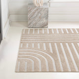 Verde High-Low MidCentury Modern Arch Stripe Two-Tone Indoor/Outdoor Area Rug