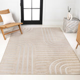 Verde High-Low MidCentury Modern Arch Stripe Two-Tone Indoor/Outdoor Area Rug