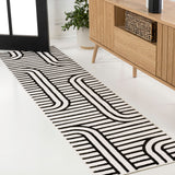 Verde High-Low MidCentury Modern Arch Stripe Two-Tone Indoor/Outdoor Area Rug