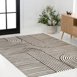 Verde High-Low MidCentury Modern Arch Stripe Two-Tone Indoor/Outdoor Area Rug