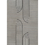 Verde High-Low MidCentury Modern Arch Stripe Two-Tone Indoor/Outdoor Area Rug