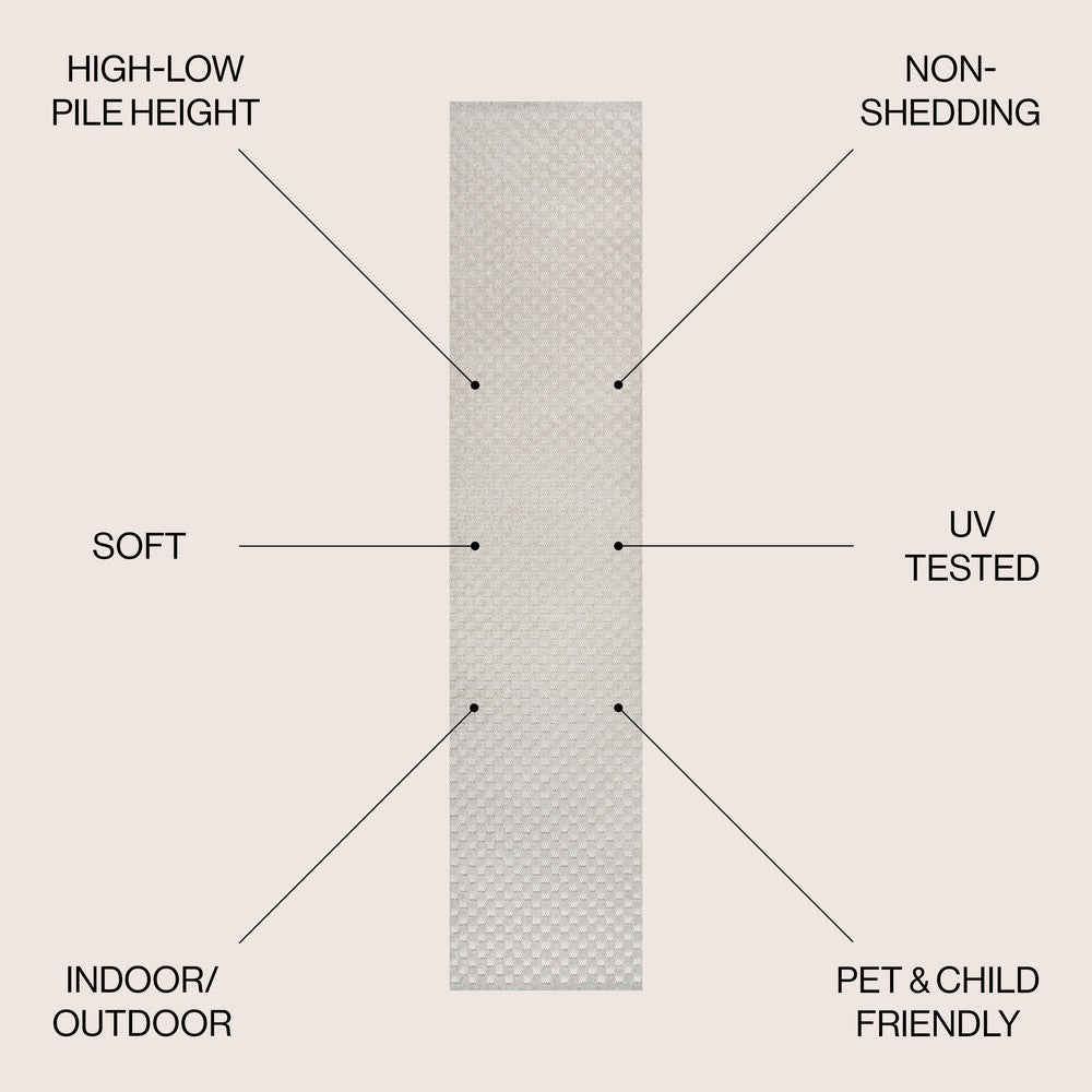 Tartan High-Low Modern Minimalist Checkered Monotone Indoor/Outdoor Area Rug