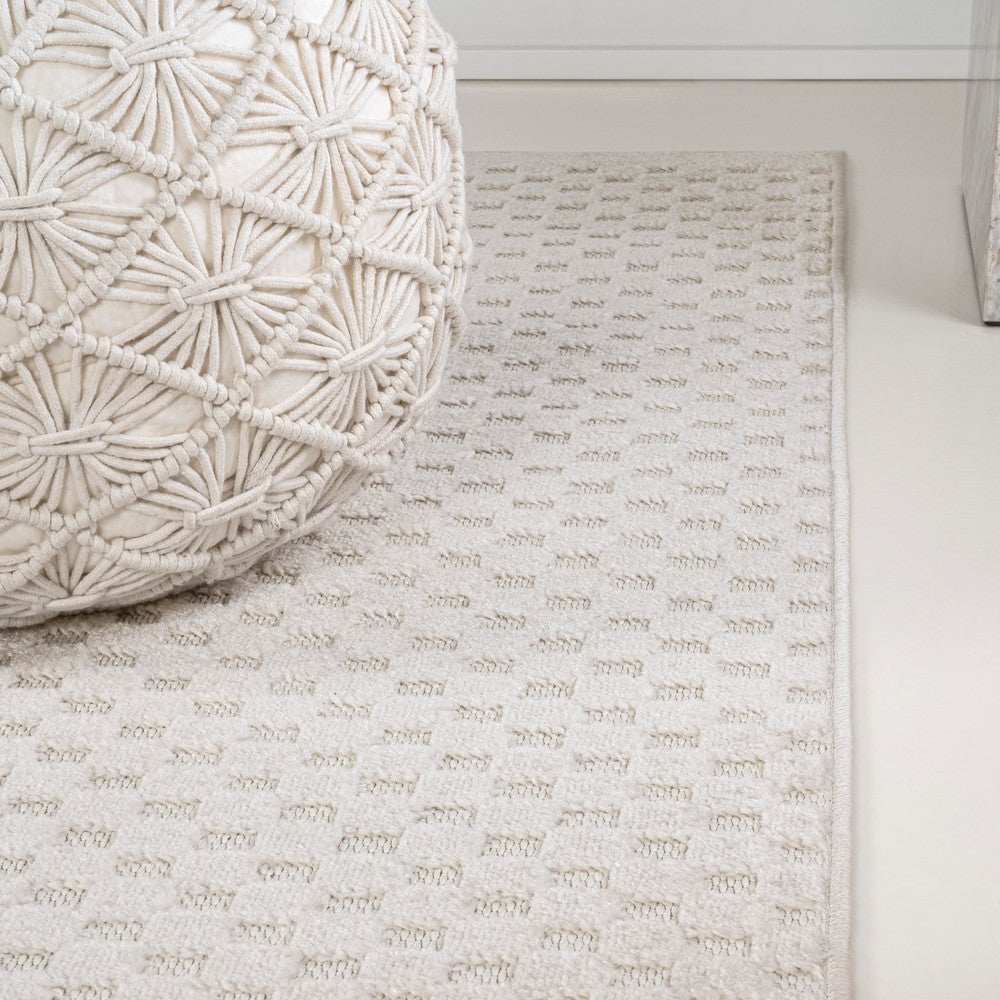 Tartan High-Low Modern Minimalist Checkered Monotone Indoor/Outdoor Area Rug