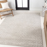 Tartan High-Low Modern Minimalist Checkered Monotone Indoor/Outdoor Area Rug