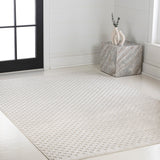 Tartan High-Low Modern Minimalist Checkered Monotone Indoor/Outdoor Area Rug