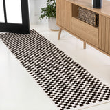 Tartan High-Low Modern Minimalist Checkered Monotone Indoor/Outdoor Area Rug