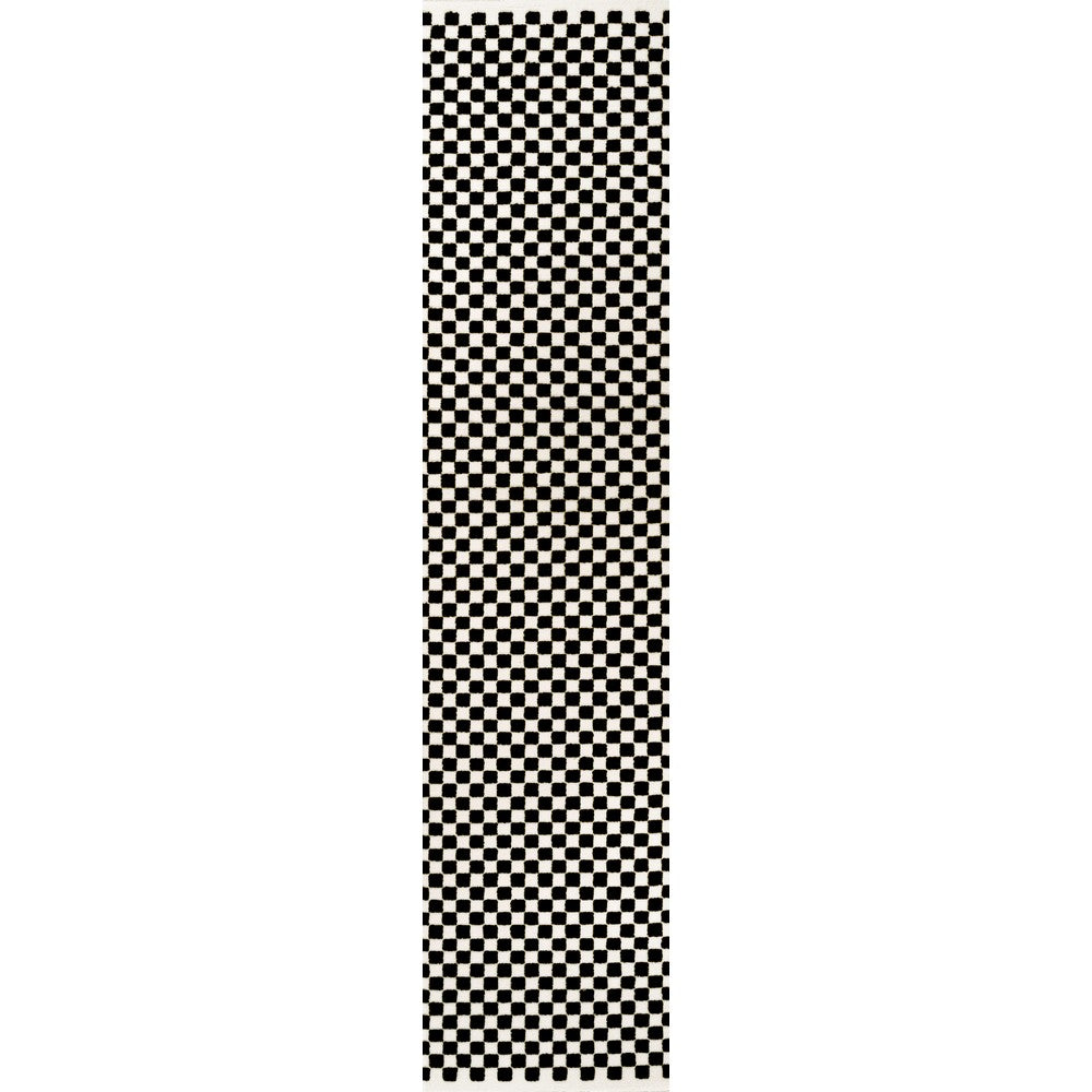 Tartan High-Low Modern Minimalist Checkered Monotone Indoor/Outdoor Area Rug