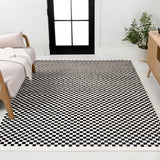 Tartan High-Low Modern Minimalist Checkered Monotone Indoor/Outdoor Area Rug