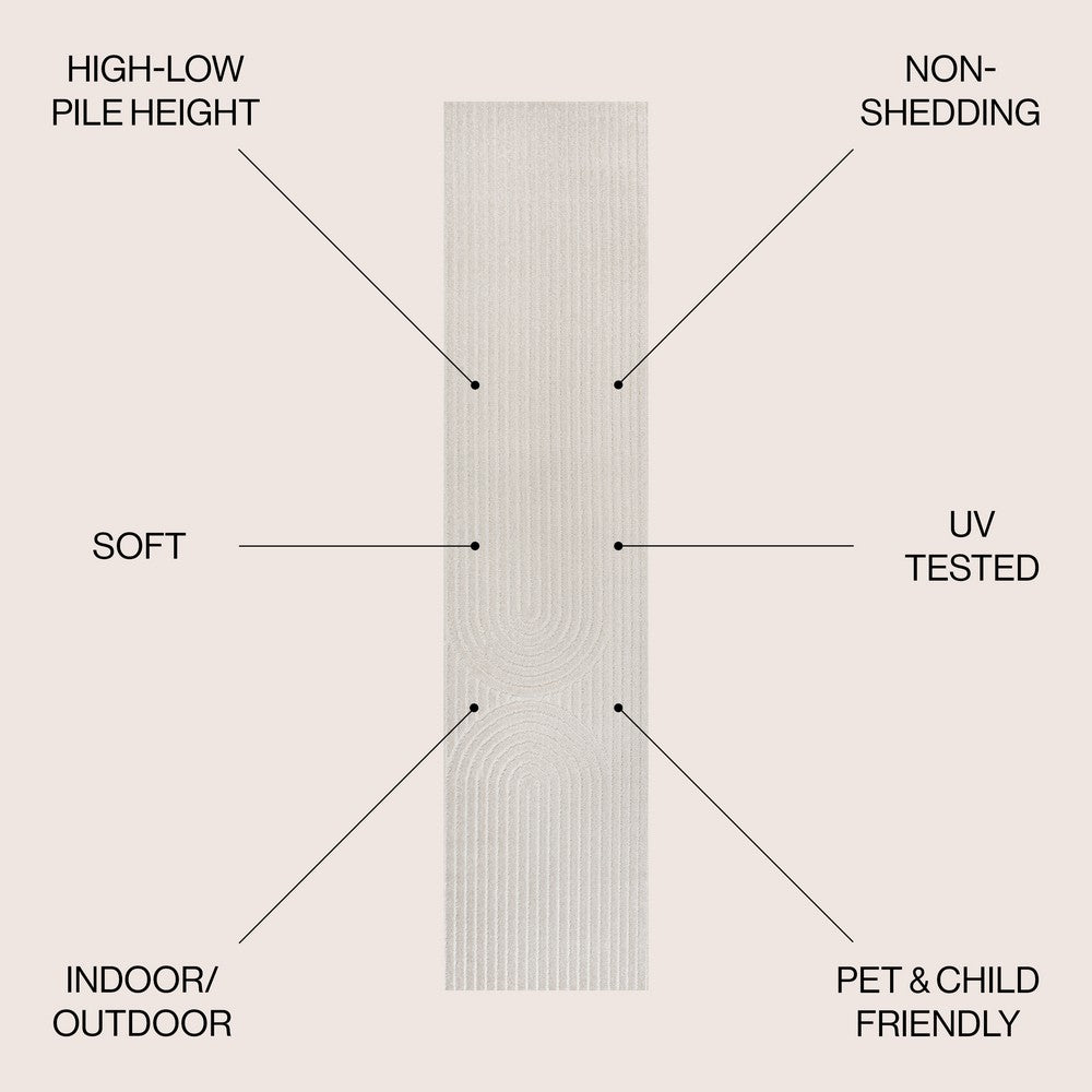 Sophia High-Low MidCentury Modern Arch Stripe Two-Tone Indoor/Outdoor Area Rug