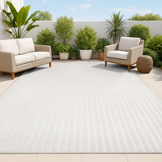 Sophia High-Low MidCentury Modern Arch Stripe Two-Tone Indoor/Outdoor Area Rug