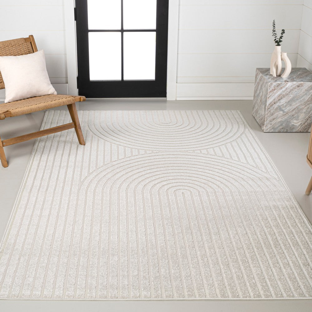Sophia High-Low MidCentury Modern Arch Stripe Two-Tone Indoor/Outdoor Area Rug