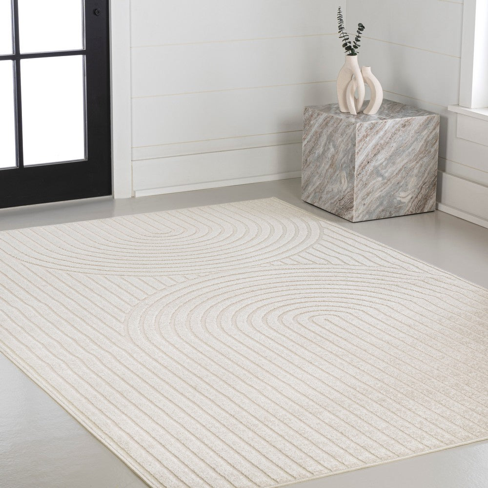 Sophia High-Low MidCentury Modern Arch Stripe Two-Tone Indoor/Outdoor Area Rug