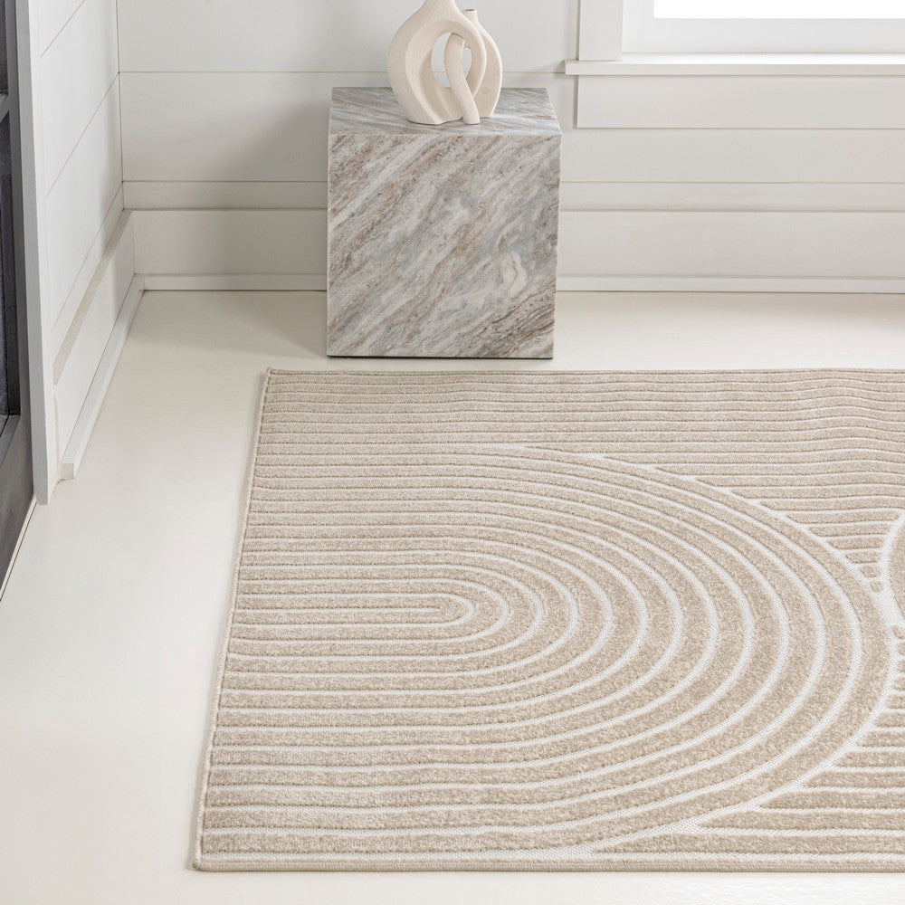 Sophia High-Low MidCentury Modern Arch Stripe Two-Tone Indoor/Outdoor Area Rug
