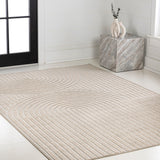 Sophia High-Low MidCentury Modern Arch Stripe Two-Tone Indoor/Outdoor Area Rug