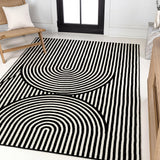 Sophia High-Low MidCentury Modern Arch Stripe Two-Tone Indoor/Outdoor Area Rug