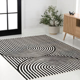 Sophia High-Low MidCentury Modern Arch Stripe Two-Tone Indoor/Outdoor Area Rug
