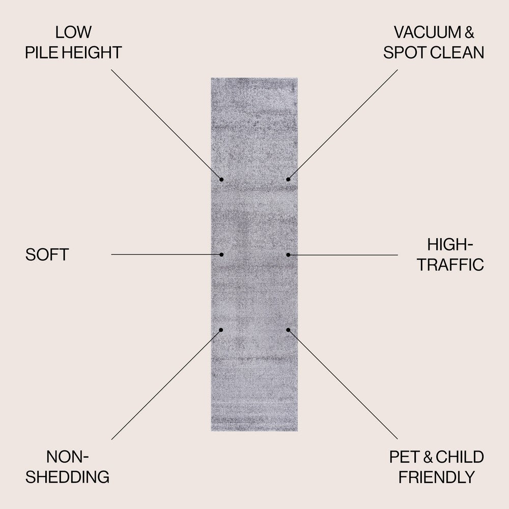 Trivor Haze Solid Low-Pile Area Rug Gray