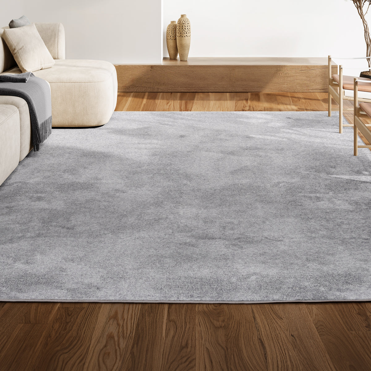 Trivor Haze Solid Low-Pile Area Rug Gray