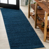 Trivor Haze Solid Low-Pile Area Rug Navy